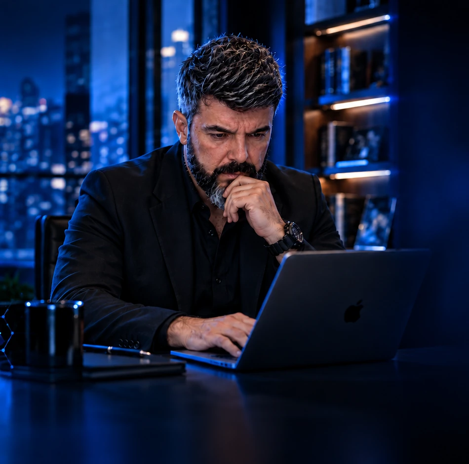 André analisando a agenda e a operação digital de uma clínica
